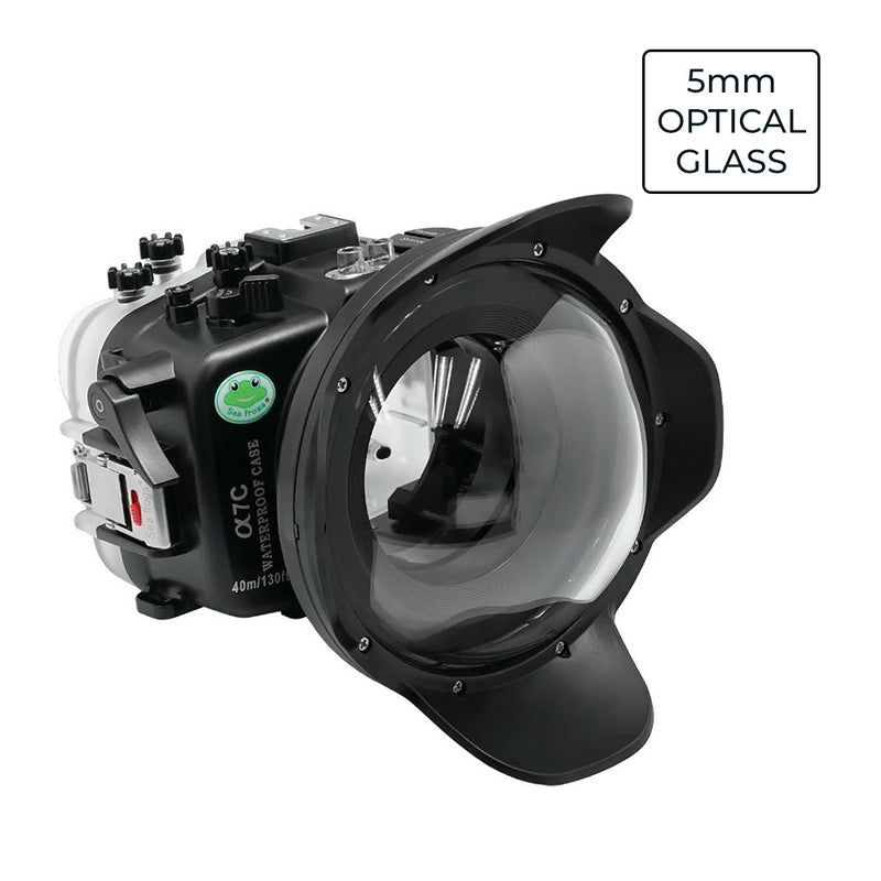 Sony A7C 40M/130FT Waterproof housing with 6" optical Glass Dome port V.7 (FE28-60mm Zoom gear included).