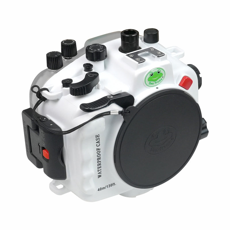 Boîtier de caméra sous-marine Sony A9 II 40M/130FT sans port. Blanc