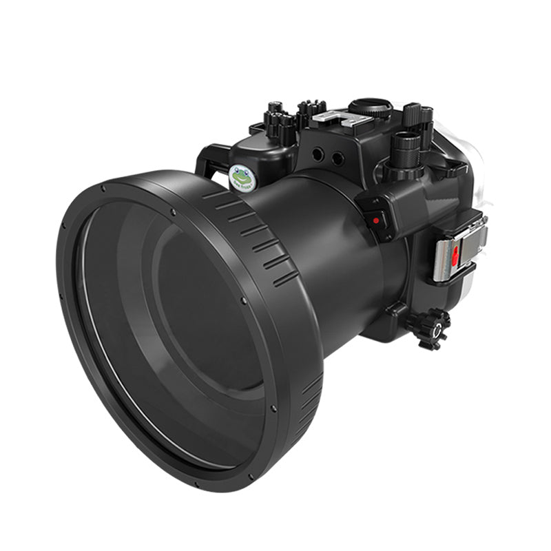 Caixa de câmera subaquática SeaFrogs 40m/130ft para Canon EOS R6 com porta longa plana de 6"