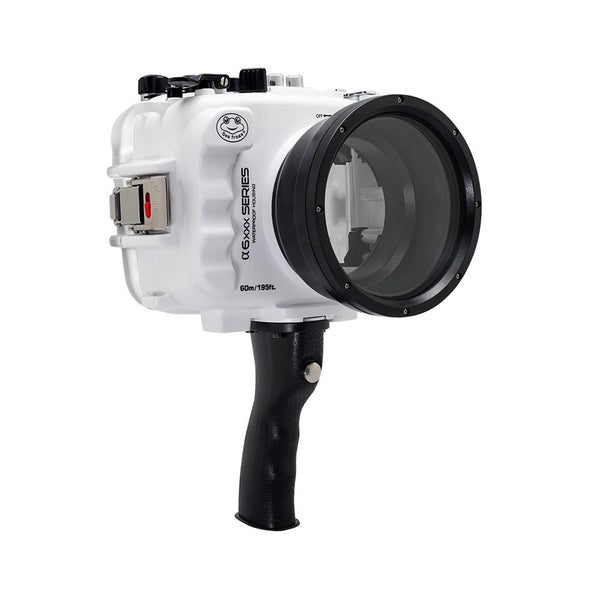 SeaFrogs 60M/195FT Waterproof housing for Sony A6xxx series Salted Line with pistol grip (White) - A6XXX SALTED LINE