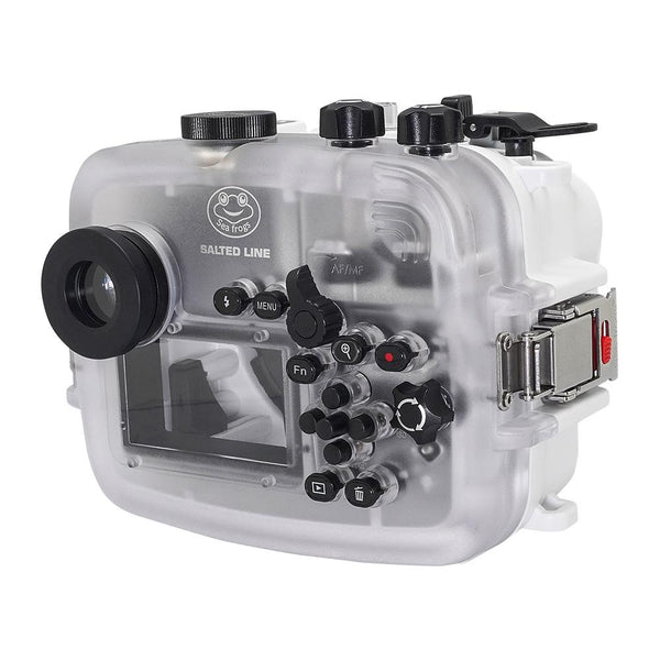 SeaFrogs 60M/195FT Waterproof housing for Sony A6xxx series Salted Line with pistol grip (White) - A6XXX SALTED LINE