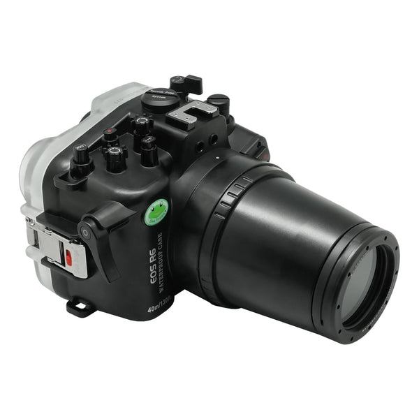 SeaFrogs 40m/130ft carcasa de cámara submarina para Canon EOS R6 con puerto Flat Long con rosca de 67mm