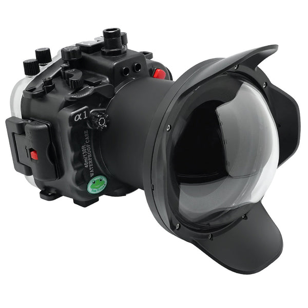 Sony A1 FE16-35mm F2.8 GM (Zoomausrüstung im Lieferumfang enthalten) UW-Kameragehäuse-Kit mit 6" Dome-Anschluss V.2 (ohne Flachanschluss). Schwarz