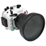 Caixa de câmera subaquática Sony A1 40M/130FT com porta longa plana de 6" para SONY FE 24-70mm F2.8 GM (porta padrão incluída).