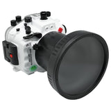 Boîtier de caméra sous-marine Sony A1 40M/130FT avec port plat long de 6" pour SONY FE 24-70mm F2.8 GM II (port standard inclus).