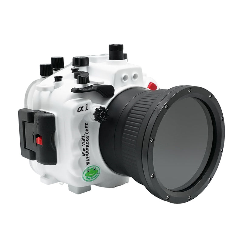 Boîtier de caméra sous-marine Sony A1 40M/130FT avec port plat long de 6" pour SONY FE 24-70mm F2.8 GM (port standard inclus).