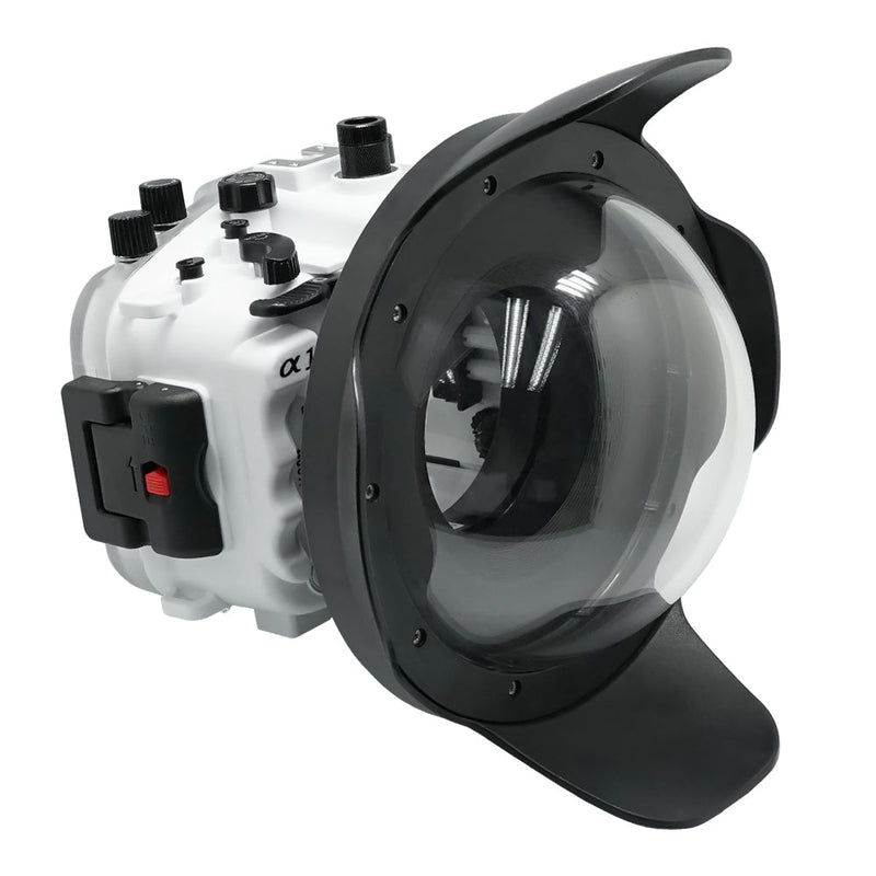 Sony A1 Salted Line series 40m/130ft waterproof camera housing with 8" Dome port V.8. White