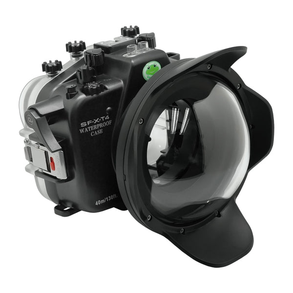 Caixa de câmera subaquática Fujifilm X-T4 40M/130FT com porta Dry Dome de 6 pol. XF 18-55 mm