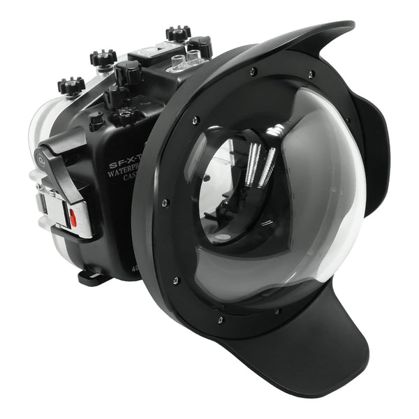 Carcasa de cámara submarina Fujifilm X-T4 40M/130FT con puerto Dry Dome de 8". XF 18-55mm