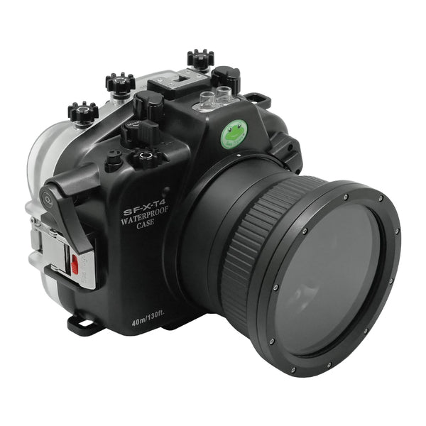 Caixa de câmera subaquática Fujifilm X-T4 40M/130FT com porta plana de vidro de 4 pol. XF 56 mm