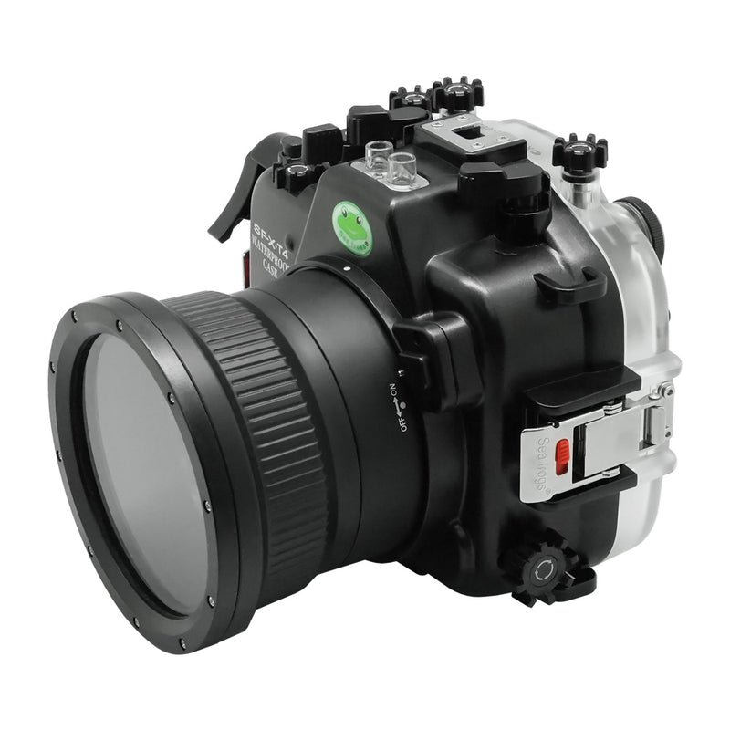 Custodia per fotocamera subacquea Fujifilm X-T4 40M/130FT con porta piatta in vetro da 4". XF 56mm