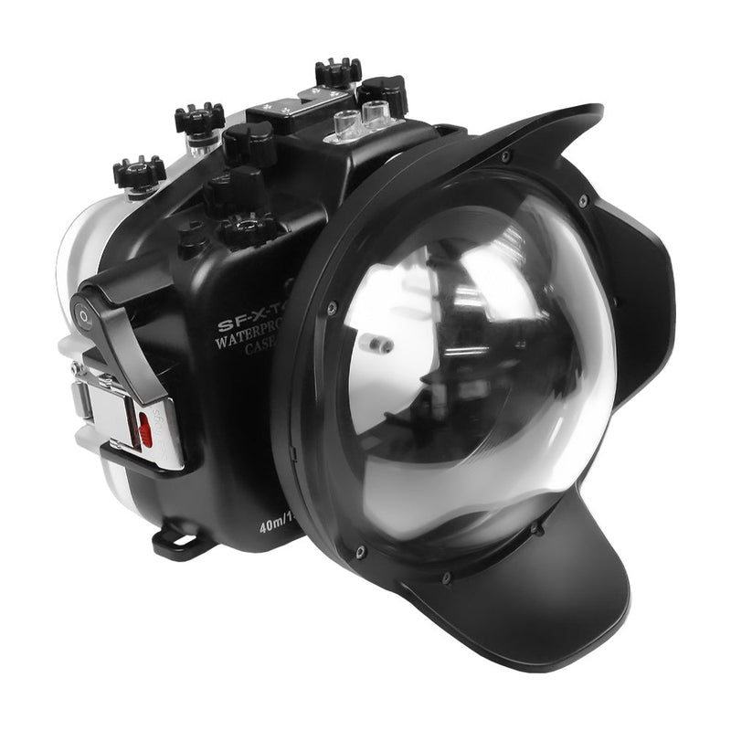 Caixa de câmera subaquática Fujifilm X-T4 40M/130FT com porta Dry Dome de 6" para XF 16mm
