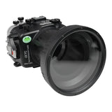 Caixa de câmera subaquática Sony A7С 40M/130FT com porta longa plana de vidro óptico de 6" para Sony FE24-105 F4 (engrenagem de zoom incluída).