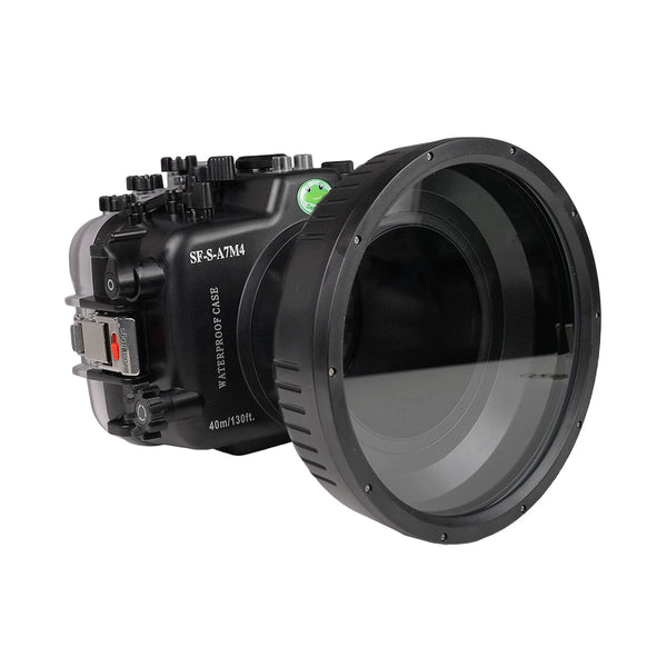 Sony A7 IV NG 40M / 130FT Custodia per fotocamera subacquea (porta corta piatta in vetro ottico da 6 ") Ingranaggio zoom SONY FE16-35mm F4.